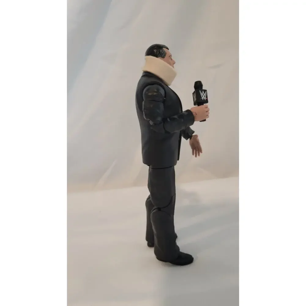 Custom WWE Mattel Vince McMahon Action Figure Black Suit Microphone Neck Brace